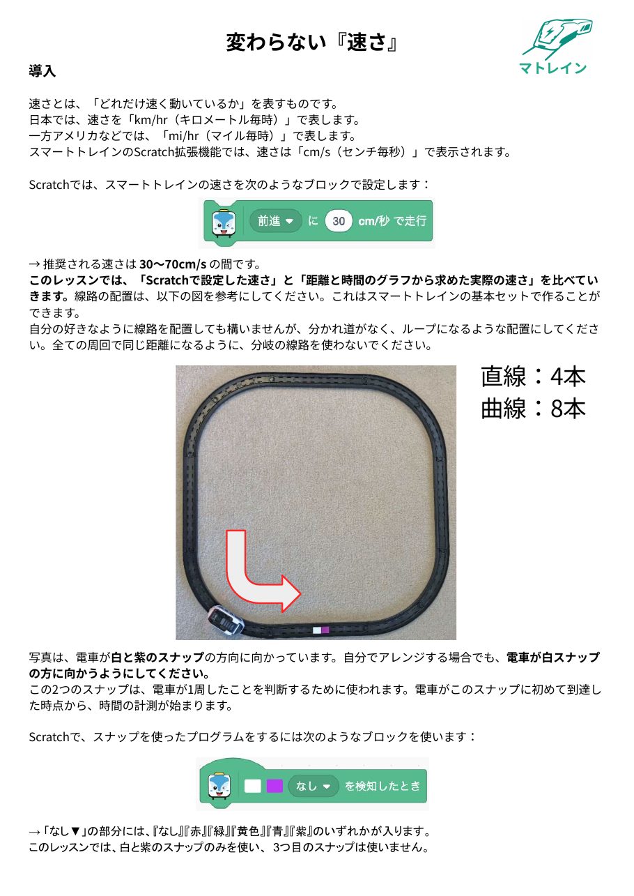 変わらない速さ 学習資料の1ページ目