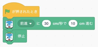 ブロックをつないで走らせ、停止するScratchの例