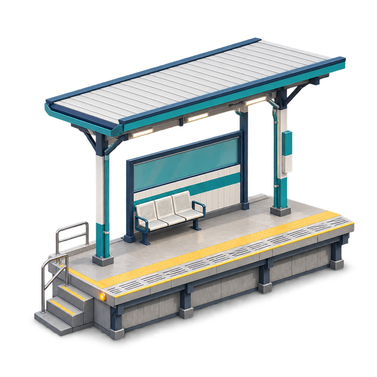直線のそばに置く駅の目印のイメージ